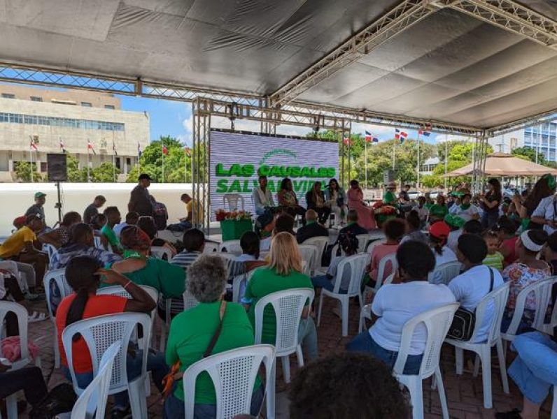 El grupo pro-aborto acudió a la sede del Congreso a plantear sus demandas. Foto: Listín Diario